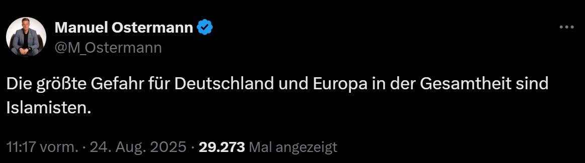 bowclop's tweet image. Manuel Ostermann natürlich SOFORT am Start. 🤡

Wenn er doch nur so empflindlich wäre wenn deutsche Nazis täglich ihre Frauen totschlagen, oder Polizisten in rechtsradikalen Chats posten oder in andere Nazi-Skandale verwickelt sind..

#PolizeiProblem
#Dresden