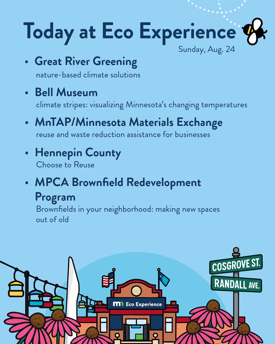 Minnesota Pollution Control Agency (@mnpca) on Twitter photo It's a great day to come out to Eco Experience and meet our amazing partners! Stop by and say "hi" to <a href="/greatrivergreen/">Great River Greening</a>, <a href="/BellMuseum/">Bell Museum</a>, <a href="/MnTAP_UMN/">MnTAP</a>, <a href="/Hennepin/">Hennepin County</a>, and the MPCA Brownfield Redevelopment Program. It's a great day to come out to Eco Experience and meet our amazing partners! Stop by and say "hi" to <a href="/greatrivergreen/">Great River Greening</a>, <a href="/BellMuseum/">Bell Museum</a>, <a href="/MnTAP_UMN/">MnTAP</a>, <a href="/Hennepin/">Hennepin County</a>, and the MPCA Brownfield Redevelopment Program.