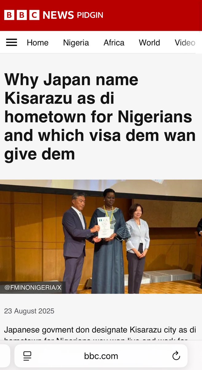 Stand_For_Japan's tweet image. 主にアフリカ人達が主読者であろうBBCニュースのピジン英語版（英語が母語ではない国の人向け）に、かなり具体的な詳細内容が載っていますが熊谷さん読まれましたか？
日本政府は詳細を伏せていますが、単なる交流どころの次元ではないようですよ…