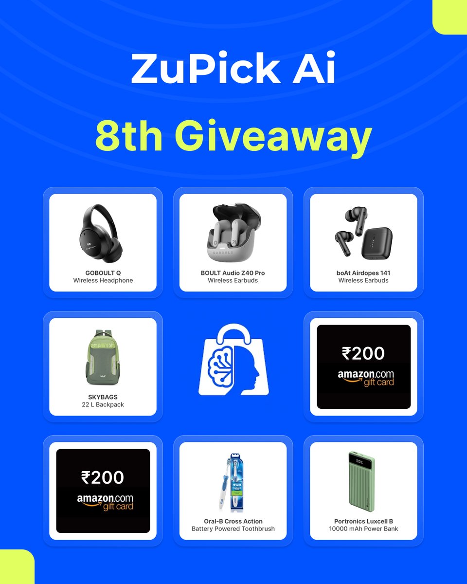 ZuPick (@zupick_deals) on Twitter photo 🎉 GIVEAWAY 8 is LIVE! 🎉
8th giveaway • 8 winners • 8 prizes 🔥
How to enter:
1️⃣ Follow <a href="/ZuPick_Deals/">The ZuPick Guy</a>
2️⃣ Like ❤️ + Repost 🔁
3️⃣ Reply with what you like/dislike about the ZuPick Ai App👇
🗓️ Winners announced 4 Sept, 8 PM IST
#Giveaway8 #ZuPickAi #ZuPickApp 🎉 GIVEAWAY 8 is LIVE! 🎉
8th giveaway • 8 winners • 8 prizes 🔥
How to enter:
1️⃣ Follow <a href="/ZuPick_Deals/">The ZuPick Guy</a>
2️⃣ Like ❤️ + Repost 🔁
3️⃣ Reply with what you like/dislike about the ZuPick Ai App👇
🗓️ Winners announced 4 Sept, 8 PM IST
#Giveaway8 #ZuPickAi #ZuPickApp