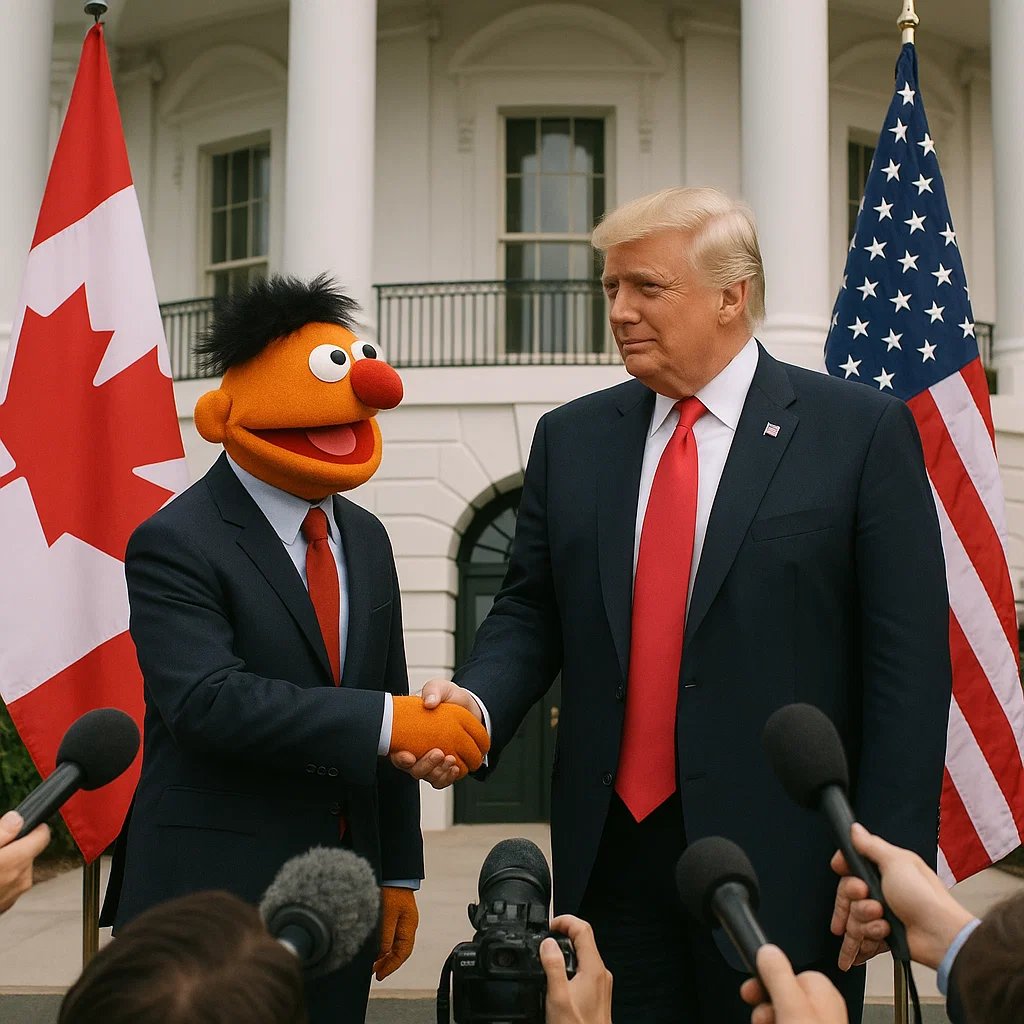 Diplomatic history was made today as Prime Ministerial candidate Ernie of the Muppetarian Party met with U.S. President Donald Trump to discuss trade, tariffs, and the future of our two nations!

If no one else will do it, I'll take it into my own hands!