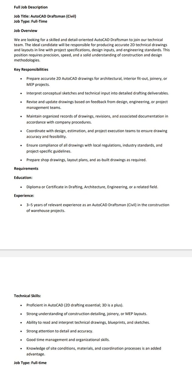 Mohandes_pon's tweet image. Urgent Hiring: Civil Site Engineer &amp;amp; AutoCAD Draftsman – Dubai.

#JobVacancy_Alert
#uaejobs
#engineeringjobs 
#construction
#Dubaijobs