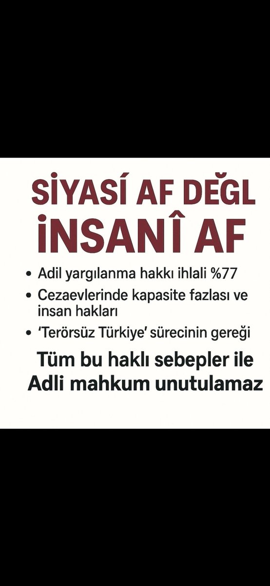 NesliHan//İstanbuL (@nesli1069) on Twitter photo “Adalet Sadece Güçlüye Değil, Herkese Lazım‼️
➡️Yıllardır Adil Yargılanmamış Haksız Cezalarla Çürümeye Terkedilmiş,Yok Sayılmış
Mazlum Mahkumların Sesi Olun👍
EmineHanımaAFMektubu
<a href="/EmineErdogan/">Emine Erdoğan</a> <a href="/Akparti/">AK Parti</a> <a href="/RTErdogan/">Recep Tayyip Erdoğan</a> <a href="/NumanKurtulmus/">Numan Kurtulmuş</a> <a href="/mehmetucum/">Mehmet Uçum</a> “Adalet Sadece Güçlüye Değil, Herkese Lazım‼️
➡️Yıllardır Adil Yargılanmamış Haksız Cezalarla Çürümeye Terkedilmiş,Yok Sayılmış
Mazlum Mahkumların Sesi Olun👍
EmineHanımaAFMektubu
<a href="/EmineErdogan/">Emine Erdoğan</a> <a href="/Akparti/">AK Parti</a> <a href="/RTErdogan/">Recep Tayyip Erdoğan</a> <a href="/NumanKurtulmus/">Numan Kurtulmuş</a> <a href="/mehmetucum/">Mehmet Uçum</a>