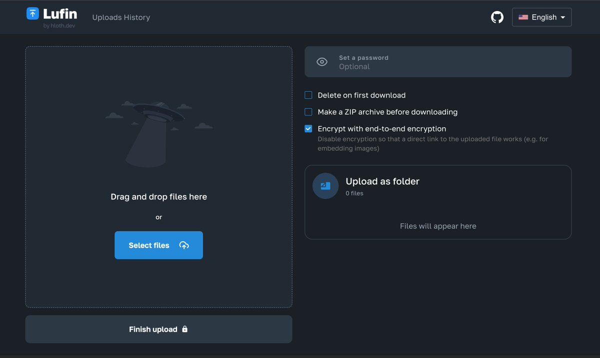 Lufin - 100%开源、免费、无广告、无跟踪的纯净文件分享工具，纯静态前端极速加载，支持S3兼容存储（亚马逊S3和Cloudflare R2），可预览图片、音视频、PDF等多种格式。自动清除图片EXIF元数据，提供可选的AES-GCM端到端加密、密码保护、阅后即焚及下载即销毁等安全机制。
github.com/VityaSchel/luf…