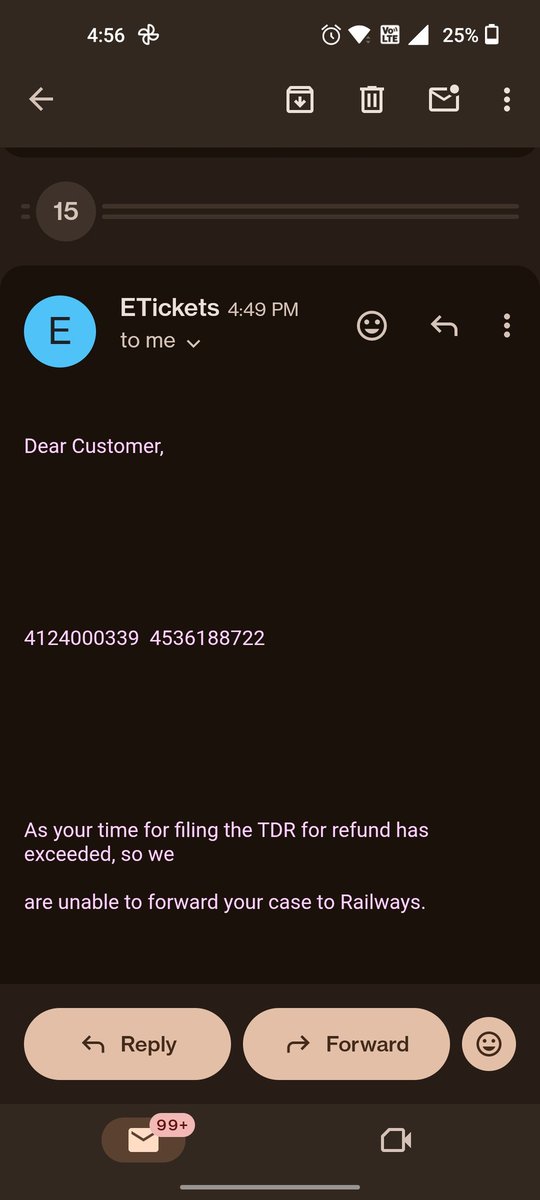 nihar_ashraf's tweet photo. 📍Booked MAS–RU(20 Aug,Train 22160).Train cancelled/rescheduled.
❌No SMS/email frm @IRCTCofficial
📱App showed“3 hrs late”
🌐Site showed“12 hrs rescheduled”
🎟Refund denied:“TDR time exceeded”
Y should passengers lose money for IRCTC’s poor updates?
@RailMinIndia 
#IRCTC #Refund https://t.co/04NwNrktwB