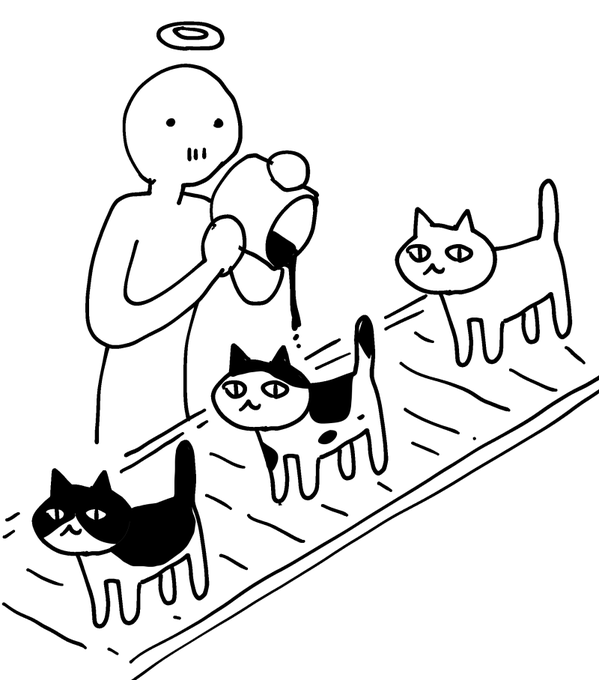 みすきーioのねこじまんチャンネルでネコチャン背中の方に模様多いよねって話の流れで「こういうことじゃろ」って絵を描いたのでこっちにも流しておきますね 