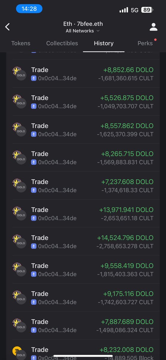 This whale with almost 60mln USD in his wallet buying $DOLO like crazy.
Even his exchainging $BLOCK to $DOLO <a href="/Dolomite_io/">Dolomite 🏔️</a> what he knows and You dont ??