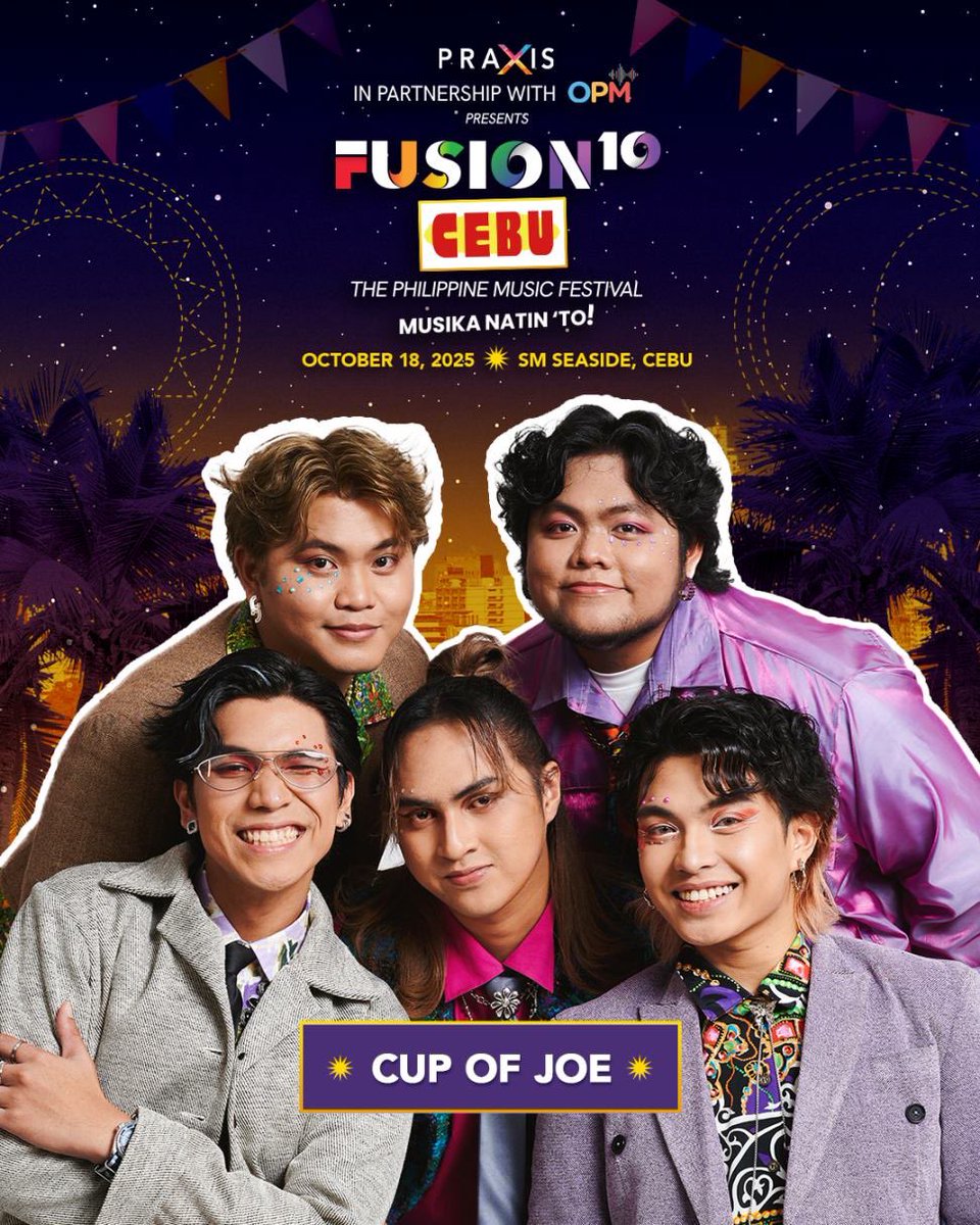 Fusion PH Music Fest (@fusionphfest) on Twitter photo Kung dili siya ganahan makigkita nimo, ayaw kabalaka kay makigkita gyud ang <a href="/cupofjoemusic/">Cup of Joe</a> nimo sa Fusion Cebu 2025. ✨
Get your tickets now: ticketmelon.com/praxis/fusionC…
#FusionCebu2025 #MusikaNatinTo Kung dili siya ganahan makigkita nimo, ayaw kabalaka kay makigkita gyud ang <a href="/cupofjoemusic/">Cup of Joe</a> nimo sa Fusion Cebu 2025. ✨
Get your tickets now: ticketmelon.com/praxis/fusionC…
#FusionCebu2025 #MusikaNatinTo