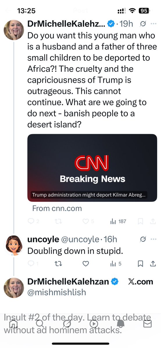 uncoyle (@uncoyle) on Twitter photo Sadly, <a href="/mishmishlish/">DrMichelleKalehzan</a> blocked me before I could clarify the the Trump admin was doubling down on their cruelty. Especially where Mr Abrego is concerned. A quick view of my page could have been enlightening, but... Sadly, <a href="/mishmishlish/">DrMichelleKalehzan</a> blocked me before I could clarify the the Trump admin was doubling down on their cruelty. Especially where Mr Abrego is concerned. A quick view of my page could have been enlightening, but...