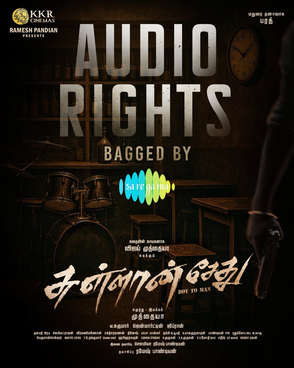 Gear up for a fierce, mass loaded album 💥

Audio rights of #SullanSethu is bagged by @Saregamasouth !

Action, adrenaline, and anthems on the way 🔥

Directed by <a href="/dir_muthaiya/">Muthaiya</a>

Produced By <a href="/KKRCinemas/">KKR Cinemas</a>

#VijayMuthaiya <a href="/bharathhere/">bharath niwas</a> <a href="/Brigidasagaoffl/">Brigida saga</a> <a href="/thondankani/">P.samuthirakani</a> <a href="/MynaNandhini/">Nandhini Myna</a>