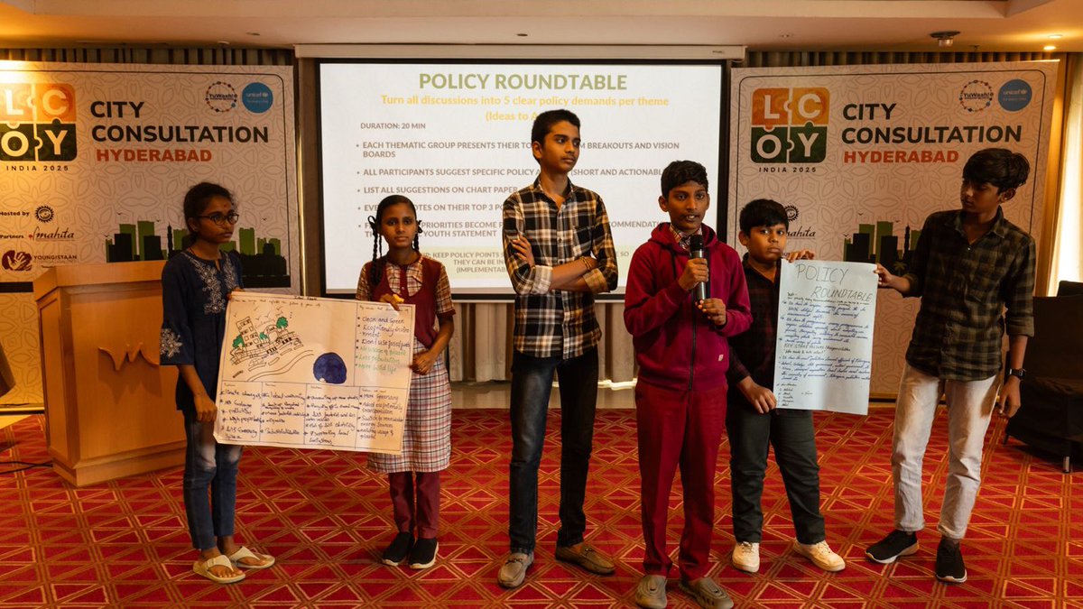 UNICEF India (@unicefindia) on Twitter photo In Hyderabad, young changemakers are convening for the city consultation that will energize #LCOYIndia2025, India’s largest youth climate dialogues.
From urban flooding to water bodies, air quality, green tech, and climate-smart transport, their voices will shape 🇮🇳’s National In Hyderabad, young changemakers are convening for the city consultation that will energize #LCOYIndia2025, India’s largest youth climate dialogues.
From urban flooding to water bodies, air quality, green tech, and climate-smart transport, their voices will shape 🇮🇳’s National