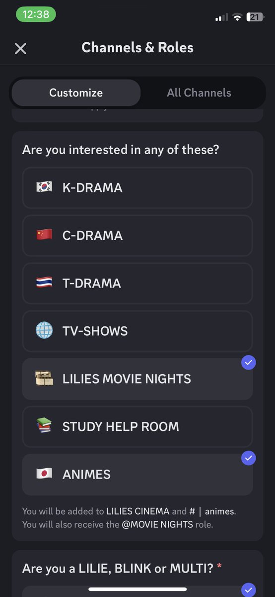 This is how to join the discord 
-Click the link
-Then click the Chanel and roles
In Chanels and roles click one LILIES MOVIES NIGHT 
Which will direct u too Lilie cinema server and u will be able to join the dream watch party