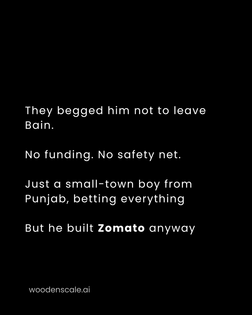 WoodenscaleAI's tweet photo. When @deepigoyal  shared his dream of building @zomato, his family disapproved — entrepreneurship felt far from possible in their small-town Punjab background.
But with relentless determination, he built it anyway
And the world knows him today! https://t.co/EvFAzP8lM3