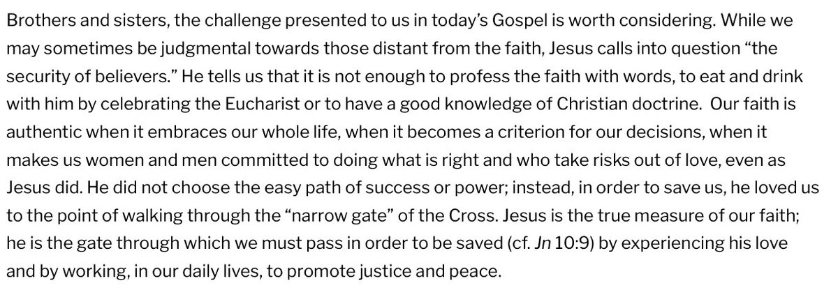 Pope Leo telling us that it is not enough to just believe in Jesus, go to church, and be orthodox. Our way of living must be transformed.