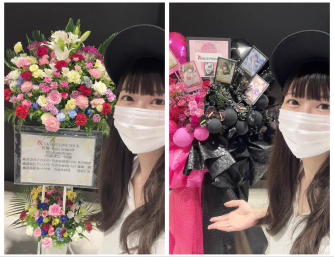 ①お世話になっておりますカラフルもコントラストも美しい ②円のせめぎ合いでも少し優勢に見えるのが膨張色の強み ③観光ストロメリア!ビビットカラーがまたお城と合いますね ④白いお花と食べ物に囲まれアイドルより目が輝いてる私…ありがとう、幸せでした #シャニマス7thUNITTOUR