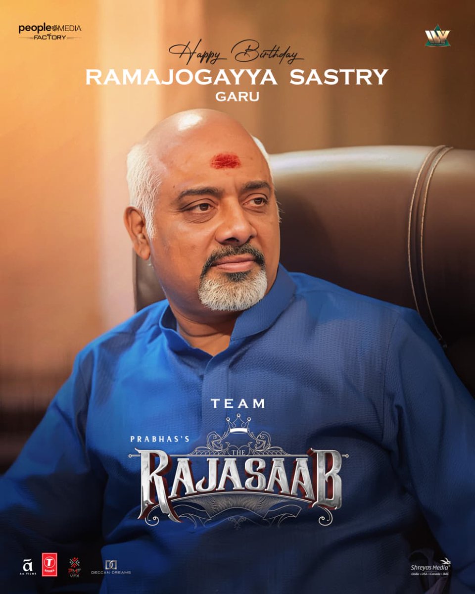 Broadcast Media (@vijendra_deepa) on Twitter photo Team #TheRajaSaab wishes <a href="/ramjowrites/">RamajogaiahSastry</a> a very Happy Birthday
Intro song lyrics he’s penned are going to shake the screens and make you all whistle in theatres
#Prabhas @DuttSanjay @theofficialb4u <a href="/B4UMotionPics/">B4U Motion Pictures</a> @Tseries <a href="/tseriessouth/">T-Series South</a> <a href="/rajasaabmovie/">The RajaSaab</a> @ShreyasGroup <a href="/proyuvraaj/">Yuvraaj</a> Team #TheRajaSaab wishes <a href="/ramjowrites/">RamajogaiahSastry</a> a very Happy Birthday
Intro song lyrics he’s penned are going to shake the screens and make you all whistle in theatres
#Prabhas @DuttSanjay @theofficialb4u <a href="/B4UMotionPics/">B4U Motion Pictures</a> @Tseries <a href="/tseriessouth/">T-Series South</a> <a href="/rajasaabmovie/">The RajaSaab</a> @ShreyasGroup <a href="/proyuvraaj/">Yuvraaj</a>
