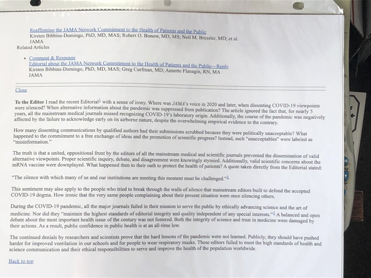 I would like to thank all the editors of JAMA for having the courage to publish this (1st comment) letter to the editor. Note: Before you reply, please check my postings since Nov 2019; I have been 90% correct in my COVID predictions.