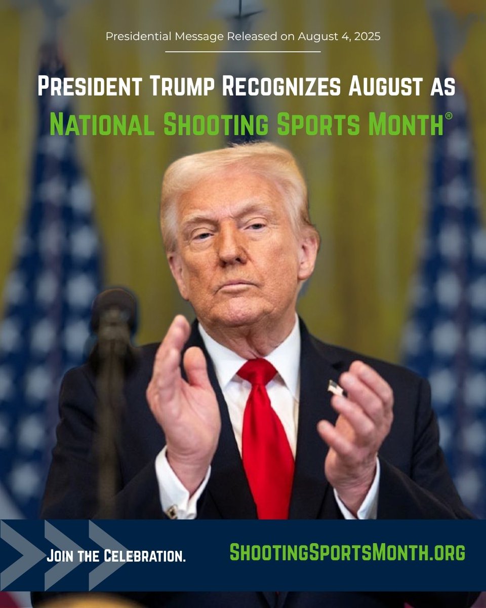 Presidential message on National Shooting Sports Month: "... we honor the generations of sportsmen who have carried forward our traditions of marksmanship, responsibility, outdoorsmanship, and freedom.

whitehouse.gov/briefings-stat…

#letsgoshooting #shootingsportsmonth