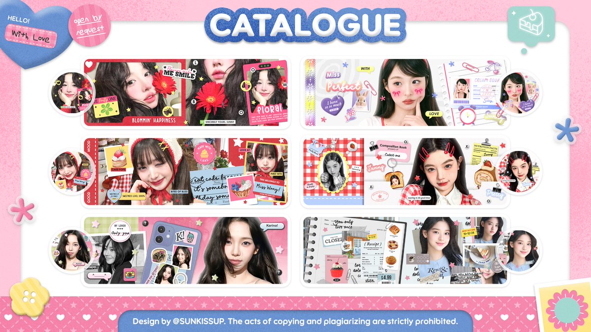 Sunkissup's tweet image. { a repost will be loved. ♡ }

📞 .. hello__O sugarbun! mulai hari ini aku open by request untuk seluruh katalog layout ya. 🍨⭐️ aku juga menerima orderan custom (pinned, gif, dll). detailnya bisa cek thread ini. thank you! 🖍️💭

#zonaba #zonauang