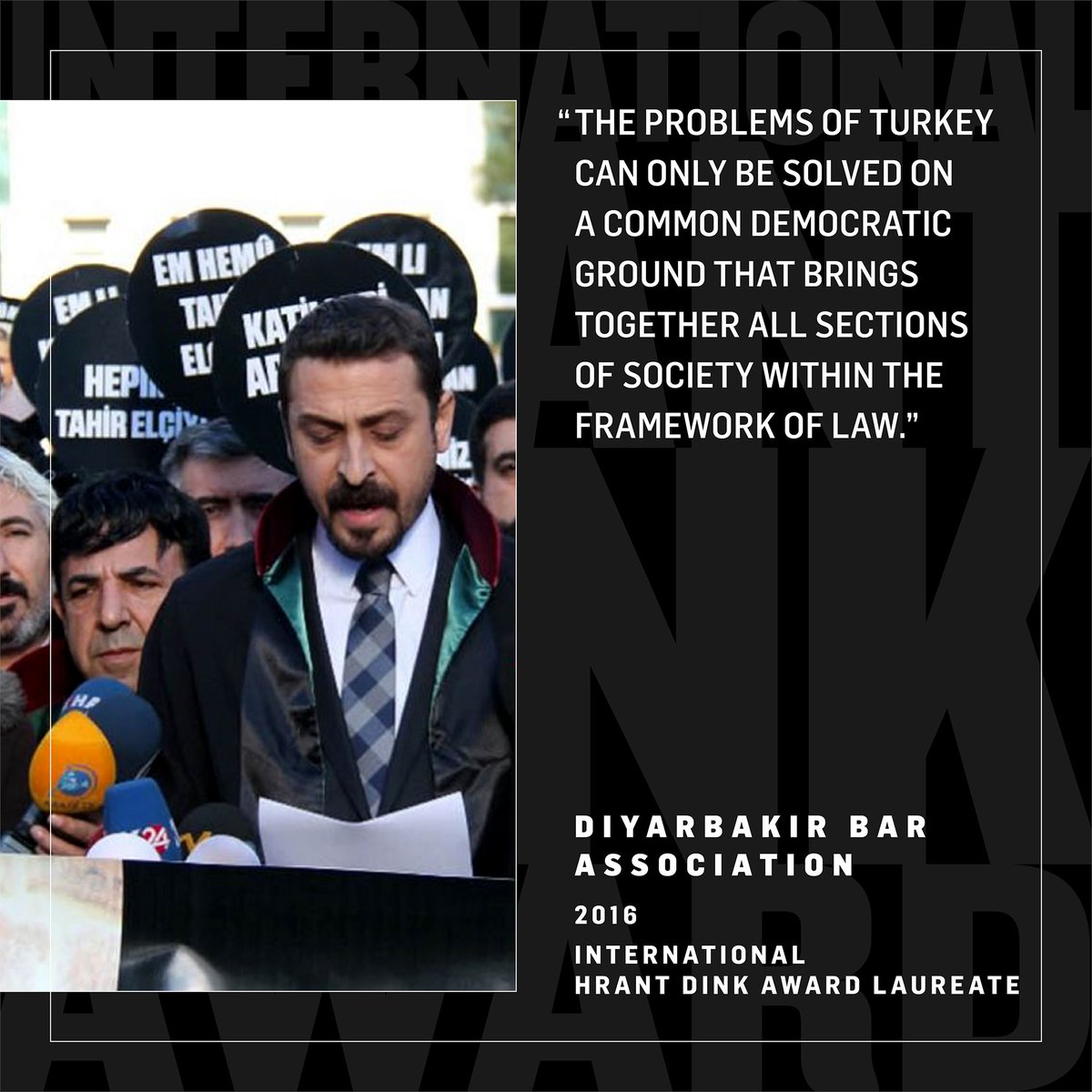 HrantDink Foundation (@hrantdinkfnd) on Twitter photo Let's take a look back at the past laureates of the International #HrantDinkAward, which has been highlighting hopeful struggles every year since 2009.
2016 International #HrantDinkAward laureate was <a href="/Diyarbakirbaro/">Diyarbakır Barosu</a>, which fights for the rule of law, rights, and peace, and Let's take a look back at the past laureates of the International #HrantDinkAward, which has been highlighting hopeful struggles every year since 2009.
2016 International #HrantDinkAward laureate was <a href="/Diyarbakirbaro/">Diyarbakır Barosu</a>, which fights for the rule of law, rights, and peace, and