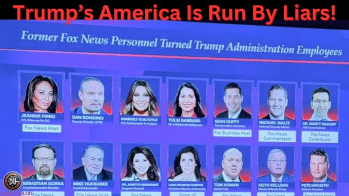 Trump had filled his corrupt AF regime with former Fox News personnel who supported him since before his first term in office.

They are the very same people who lied to America daily echoing Trump's lies.

They are the same people who caused Dominion Voting Systems to file a