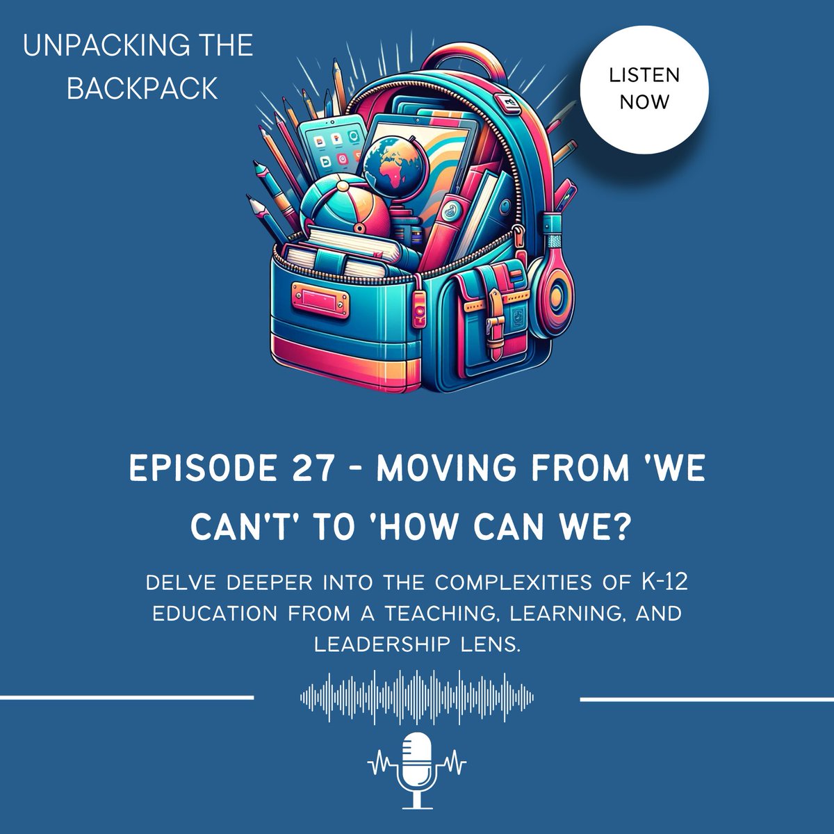 New episode: Moving from 'We Can't' to 'How Can We? open.spotify.com/episode/1iI6Iu… | Listen on Spotify or wherever you access your favorite podcasts #edchat #ukedchat #edutwitter #teachertwitter #educhat #edadmin #suptchat #edleadership
