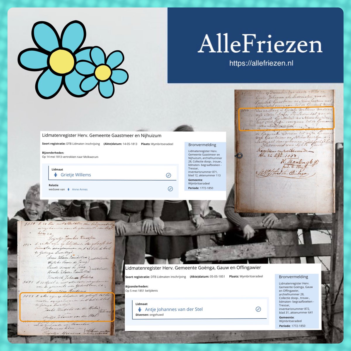 Nu ook toegevoegd op AlleFriezen.nl de lidmaten van de Hervormde Gemeente Wijmbritseradeel over de periode 1597-1850, met totaal ca. 4300 inschrijvingen en 5000 personen.
#stamboomonderzoek #genealogie #wijmbritseradeel