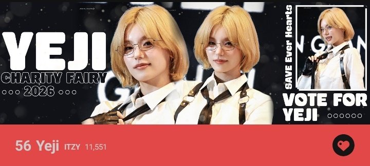 Your vote does more than you think!
🔥 Help Yeji rise in the ranks
🎖 Earn Charity Fairy status = donations in her name
🌟 Show love with every tap