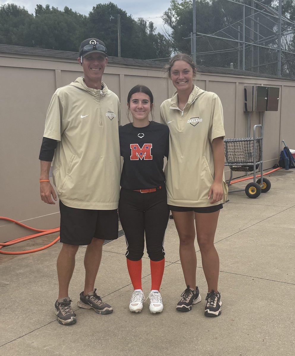 Look who was representing at the Oakland University softball camp! So proud of Avery Nicosia, for taking the time to sharpen her skills. It's not just about the game; it's about her passion and dedication to getting better every day. Way to go, Avery.  #SoftballCamp