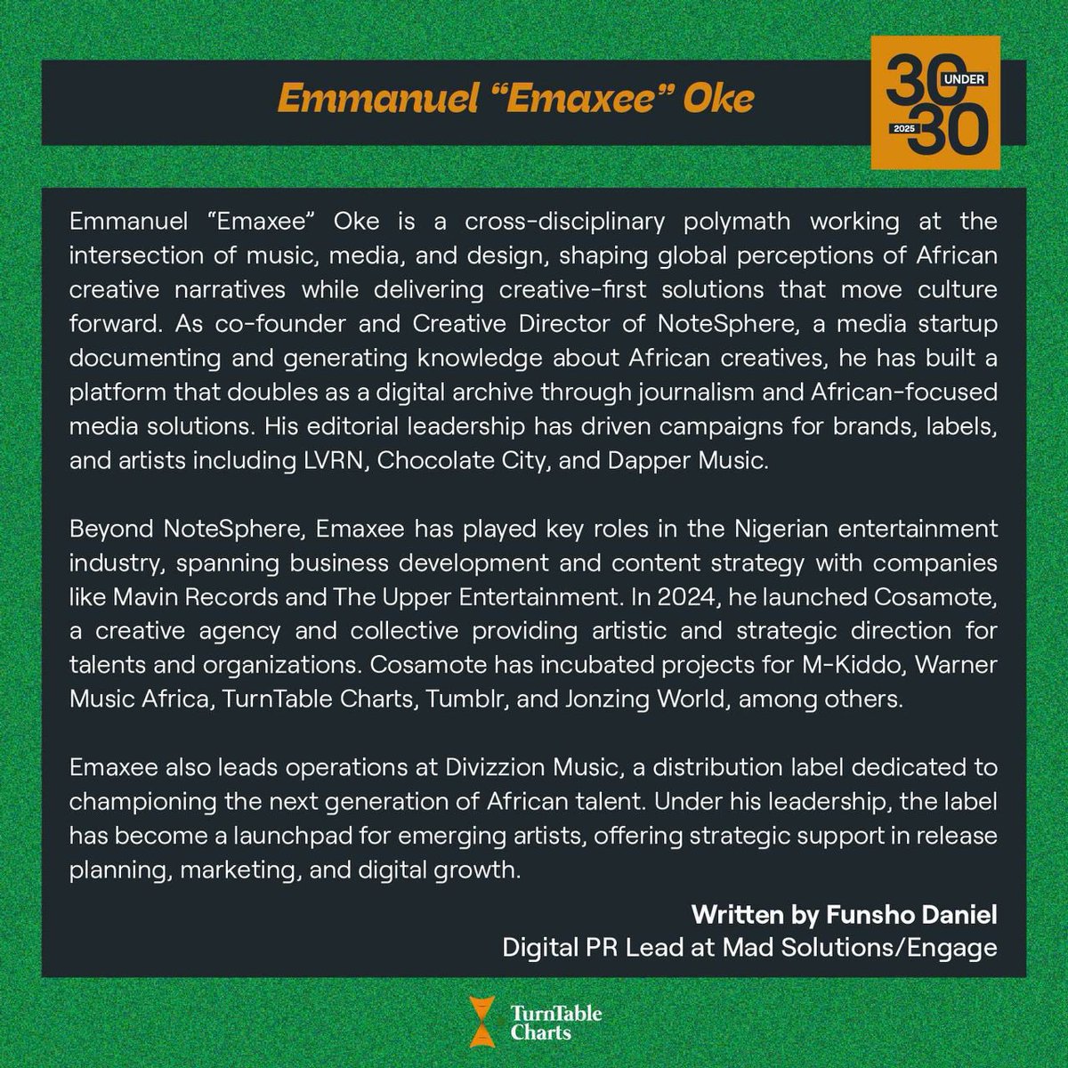 Solid_Magazine's tweet image. Emaxee for @TurntableCharts’s 30 under 30 list (2025) 👏🏽🖤