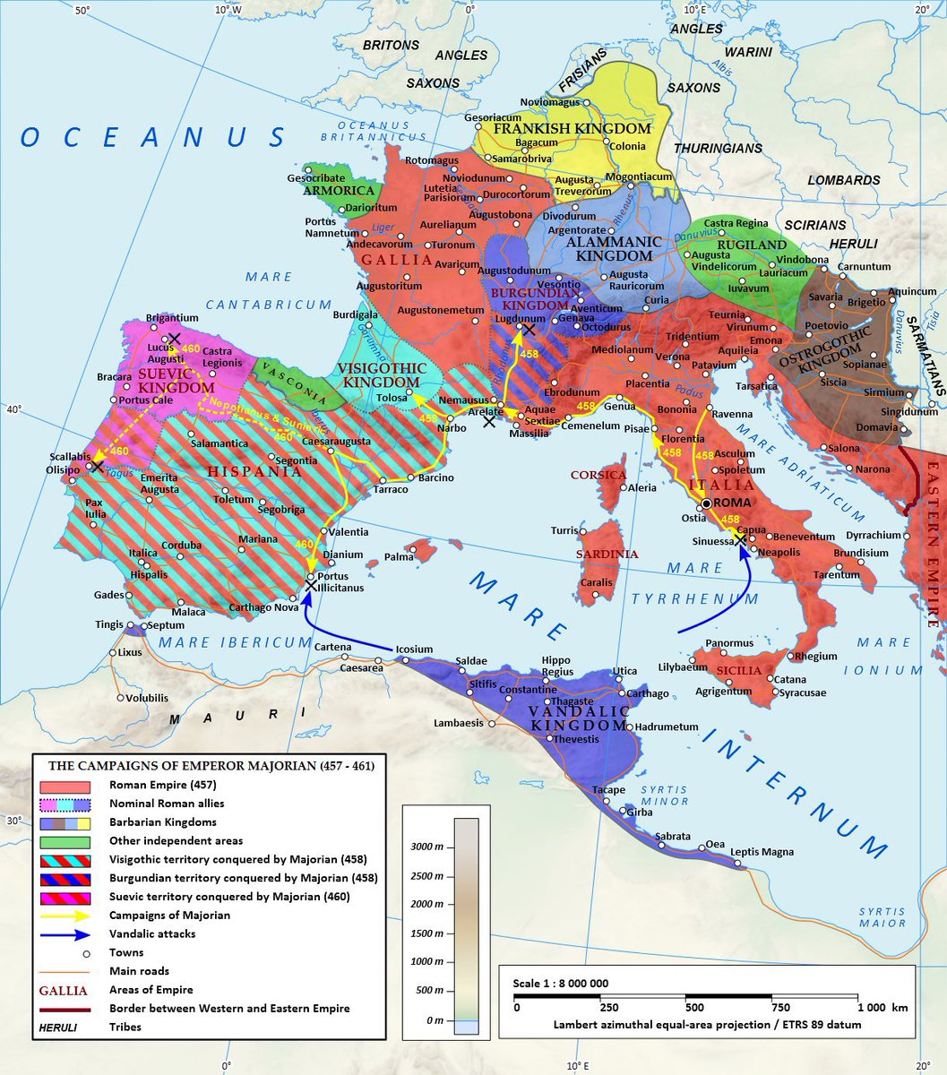 Even as late as 461, the Western Emperor, Majorian, was able to reconquer much of southern Gaul and Spain, and even attempted to retake Africa from the Vandals.

15 years before the ‘official’ end date of the Western Empire, you could say it was still not ‘over.’