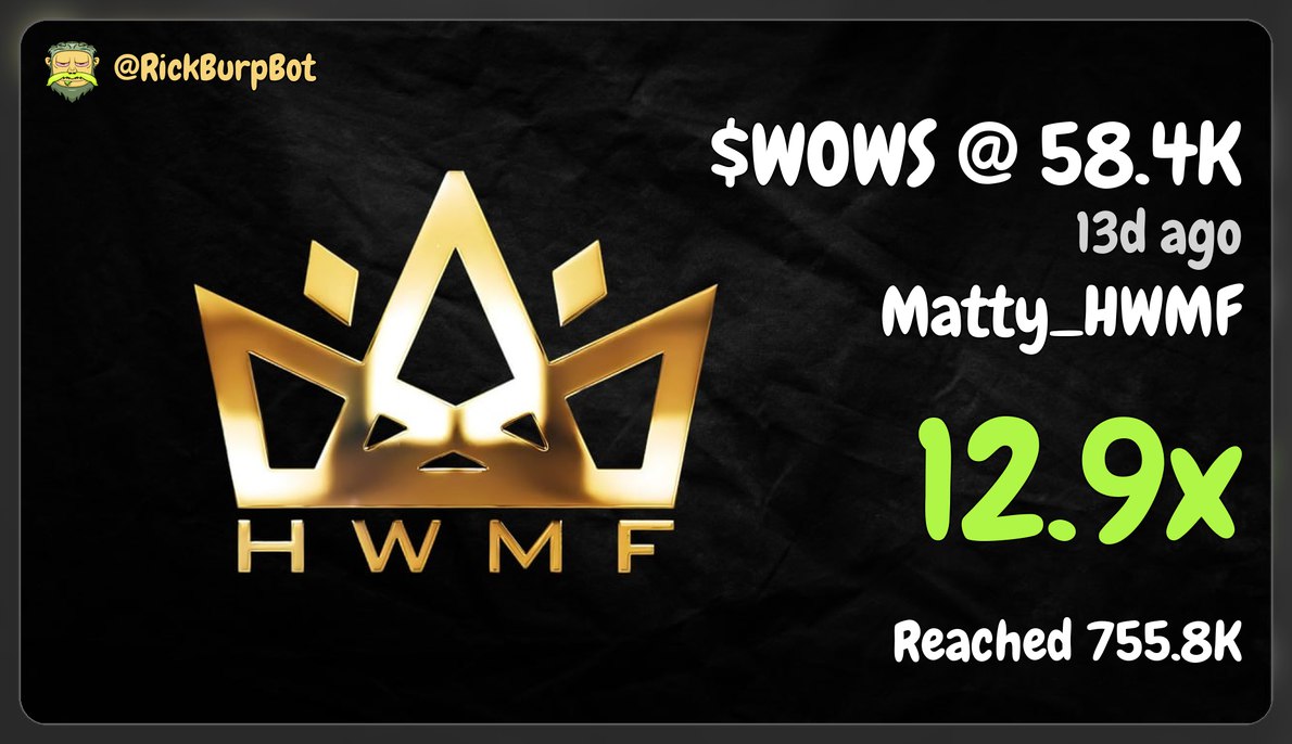 HWMF is at it again 😍

We don’t chase noise. We don’t gamble blindly.
We build positions with patience, precision &amp; conviction.
And the results speak for themselves:

Fully supported HWMF projects
• $QKITTY – 17K → reached 1.1M (63x!)
• $WTFO – 33K → reached 1.6M (48x!)