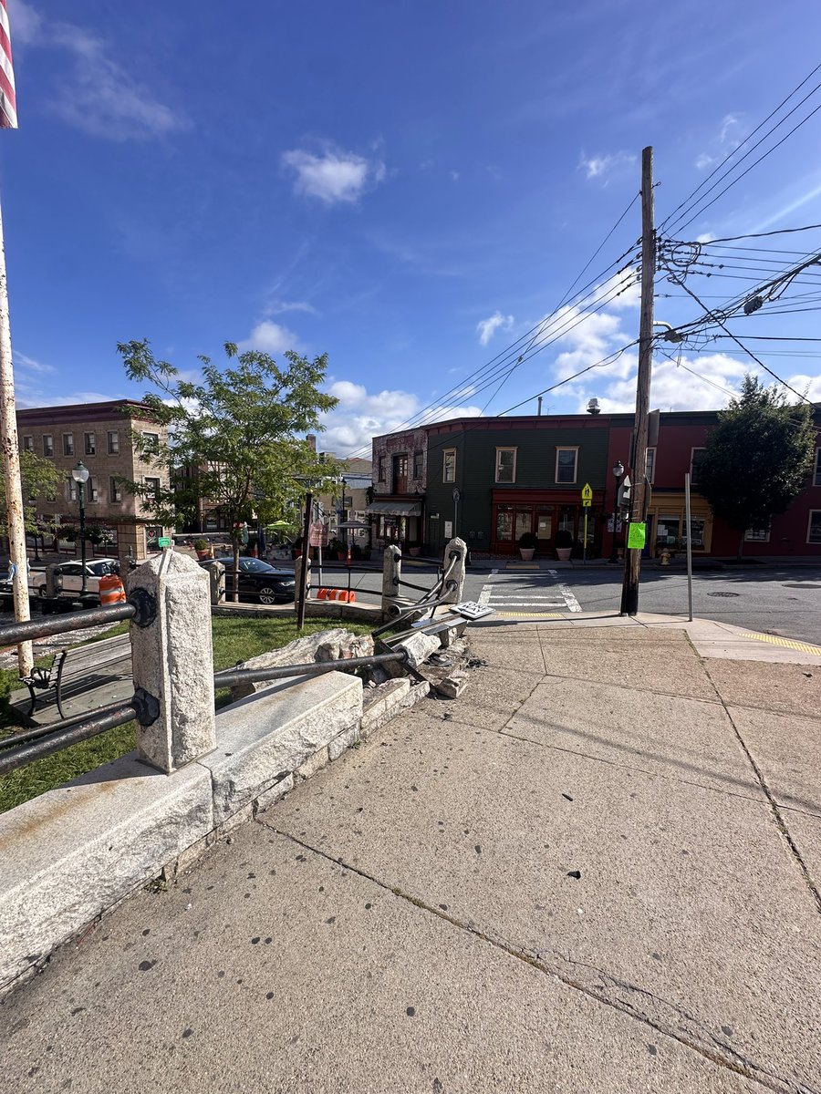 I can’t imagine the speed this driver was going. Anyone have any details, was anyone hurt?! #Peekskill