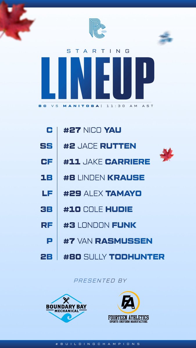 Delta Blue Jays (@deltabluejays) on Twitter photo Starting lineup for Team BC in the 15u National Semi-Final this morning. Starting lineup for Team BC in the 15u National Semi-Final this morning.