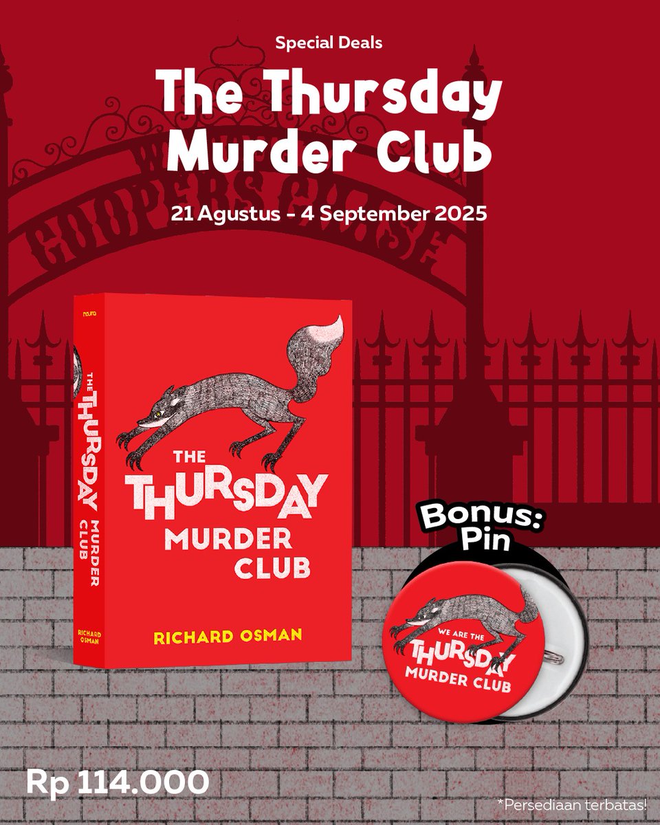 Masaaa, belom cek out buku ini? 

#TheThursdayMurderClub yang baru dari <a href="/NouraPublishing/">Noura Publishing</a>