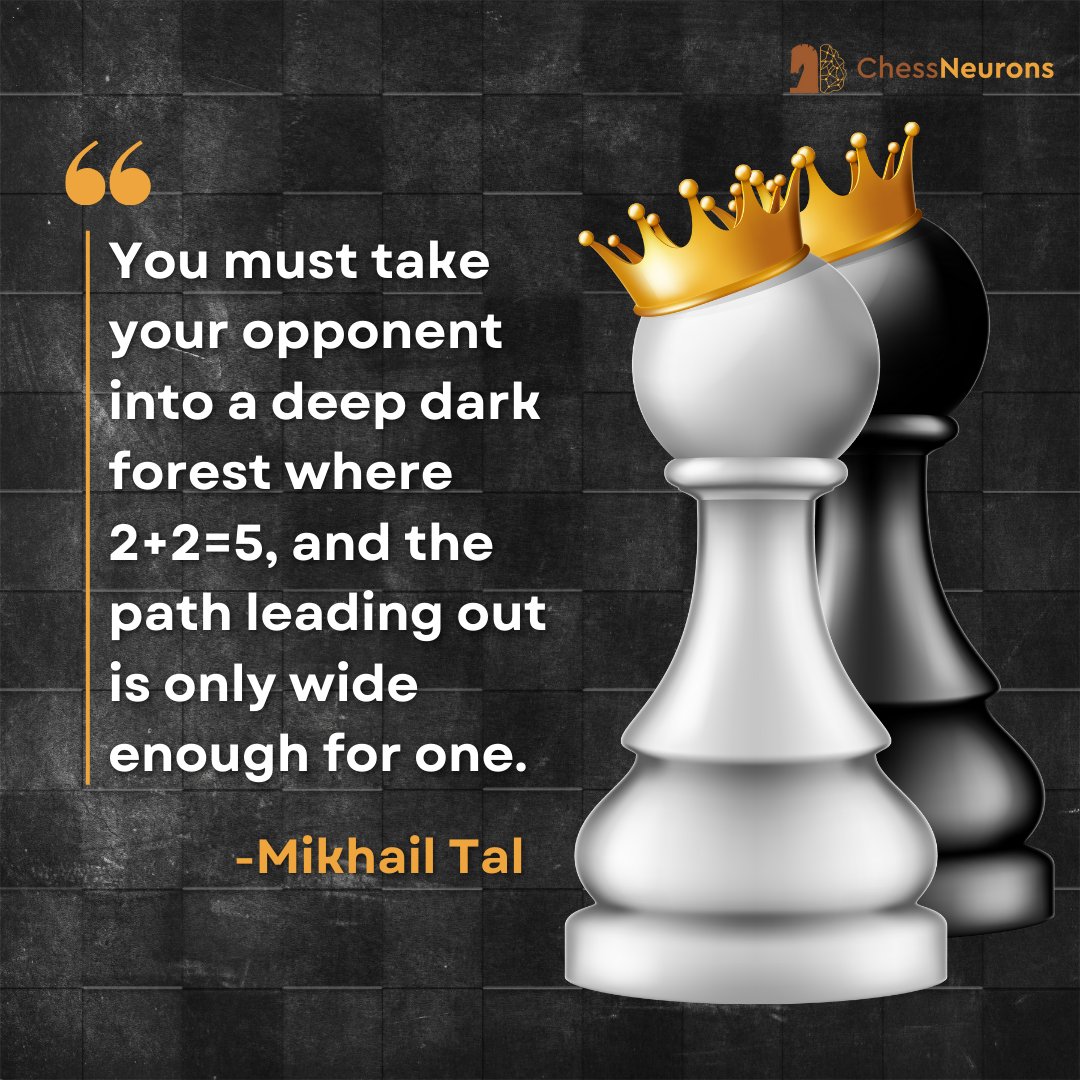 ChessNeurons's tweet image. The Magician from Riga knew the power of chaos
Tal reminds us that true mastery isn’t just calculation—it’s leading your opponent where only you can survive.
#mikhailtal #chesswisdom #chessquotes #mindset #chessmotivation #grandmasterwisdom #chesscommunity #chesslife #attacking