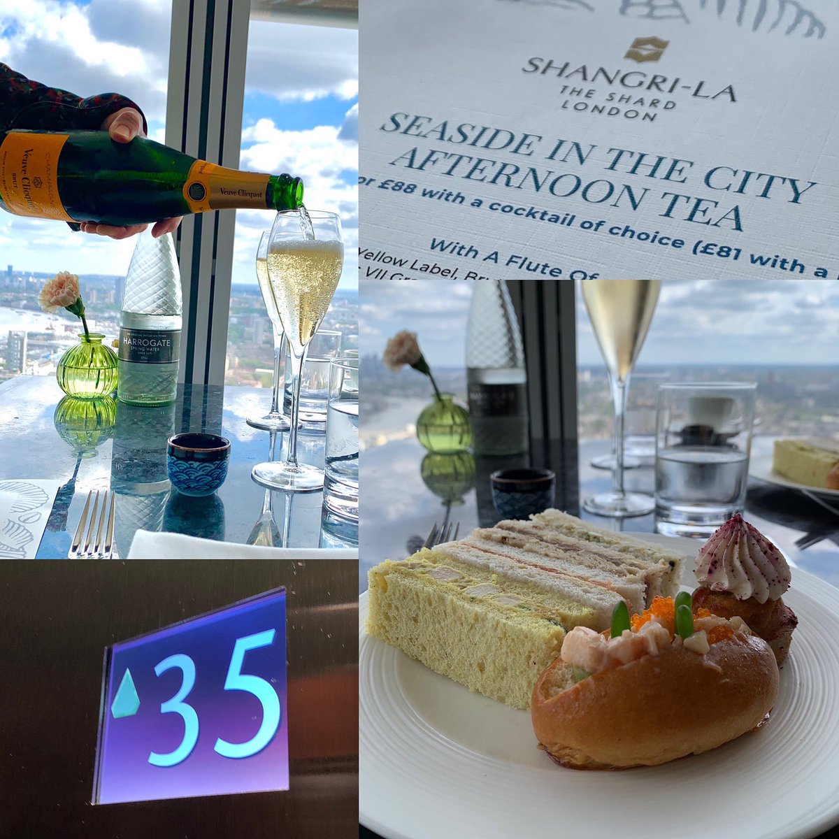 Afternoon tea up #TheShard ?
Oh why not!

#afternoontea 
#veuvecliquot 
#notjamesbondbutclose 
 
#luxury 
#LuxuryLifestyle 
<a href="/TheShardLondon/">TheShardLondon</a> 
<a href="/ShangriLaHotels/">Shangri-La</a>