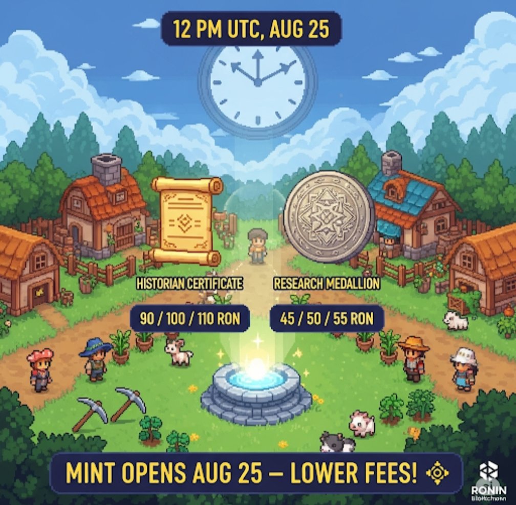 Games Quality Zone (@gq_zone) on Twitter photo Hey everyone, I've got some huge news! 🔥 The <a href="/Age_of_Farming/">Age of Farming Ronin</a> team listened to us and adjusted the mint time to be more globally accessible!
The new mint time is Monday, August 25th, at 12 PM UTC!
They've also updated the prices:
Historian Certificate
GTD: 90 RON
FCFS: 100 Hey everyone, I've got some huge news! 🔥 The <a href="/Age_of_Farming/">Age of Farming Ronin</a> team listened to us and adjusted the mint time to be more globally accessible!
The new mint time is Monday, August 25th, at 12 PM UTC!
They've also updated the prices:
Historian Certificate
GTD: 90 RON
FCFS: 100