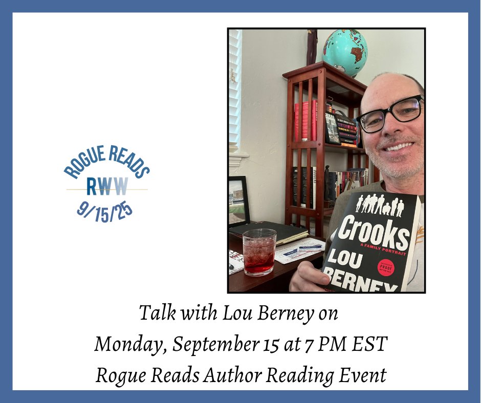 Talk live with <a href="/Lou_Berney/">Lou Berney</a>  about his new book Monday Sept 15 7 pm EST--for more information and free registration go to this link: bit.ly/RReadsSep2025
#AuthorTalk #reading #whatimreadingnow
<a href="/christinegoff/">Chris Goff</a> <a href="/gaylelynds/">Gayle Lynds</a> <a href="/ToscaLee/">Tosca Lee</a> <a href="/isabellambooks/">Isabella Maldonado</a> <a href="/KarnaBodman/">Karna Small Bodman</a> <a href="/jennymilchman/">Jenny Milchman</a>