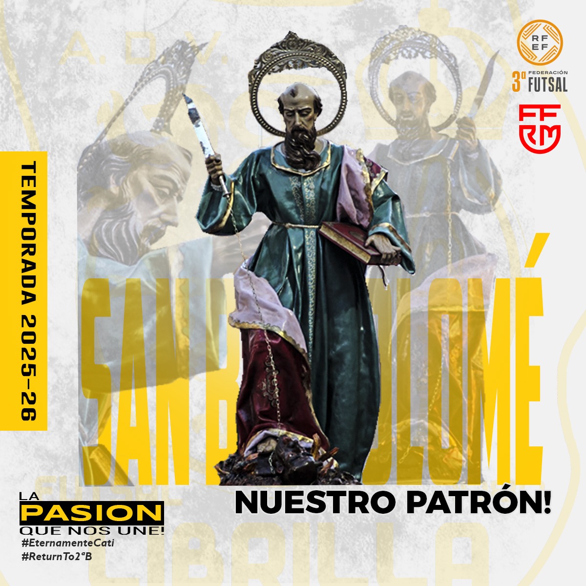 HOY ES EL DIA DE SAN BARTOLOMÉ 🫡 PATRÓN DE LIBRILLA. Os deseamos que esteis pasando un estupendo dia, en especial a los Bartolos. 

VIVA SAN BARTOLOMÉ y VIVA LIBRILLA💛🤍

#EternamenteCati
#LaPasiónQueNosUne
#ReturnTo2aB