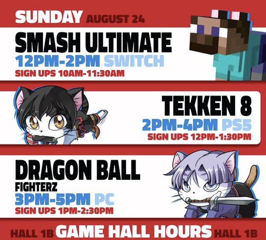 CiTiGaminG's tweet photo. Sunday games: Smash Ultimate /// Tekken 8 /// Dragon Ball ๐ฎ๐ฎ
Wow!! A great lineup for the last day of @CiTiGaminG arena @animenyc!!
Donโt miss out on joining these amazing tournaments!!!
#esports #GamingCommunity #AnimeNYC #CiTiGaminG #Smash #Tekken #DragonBall https://t.co/rrhHfXu0PK