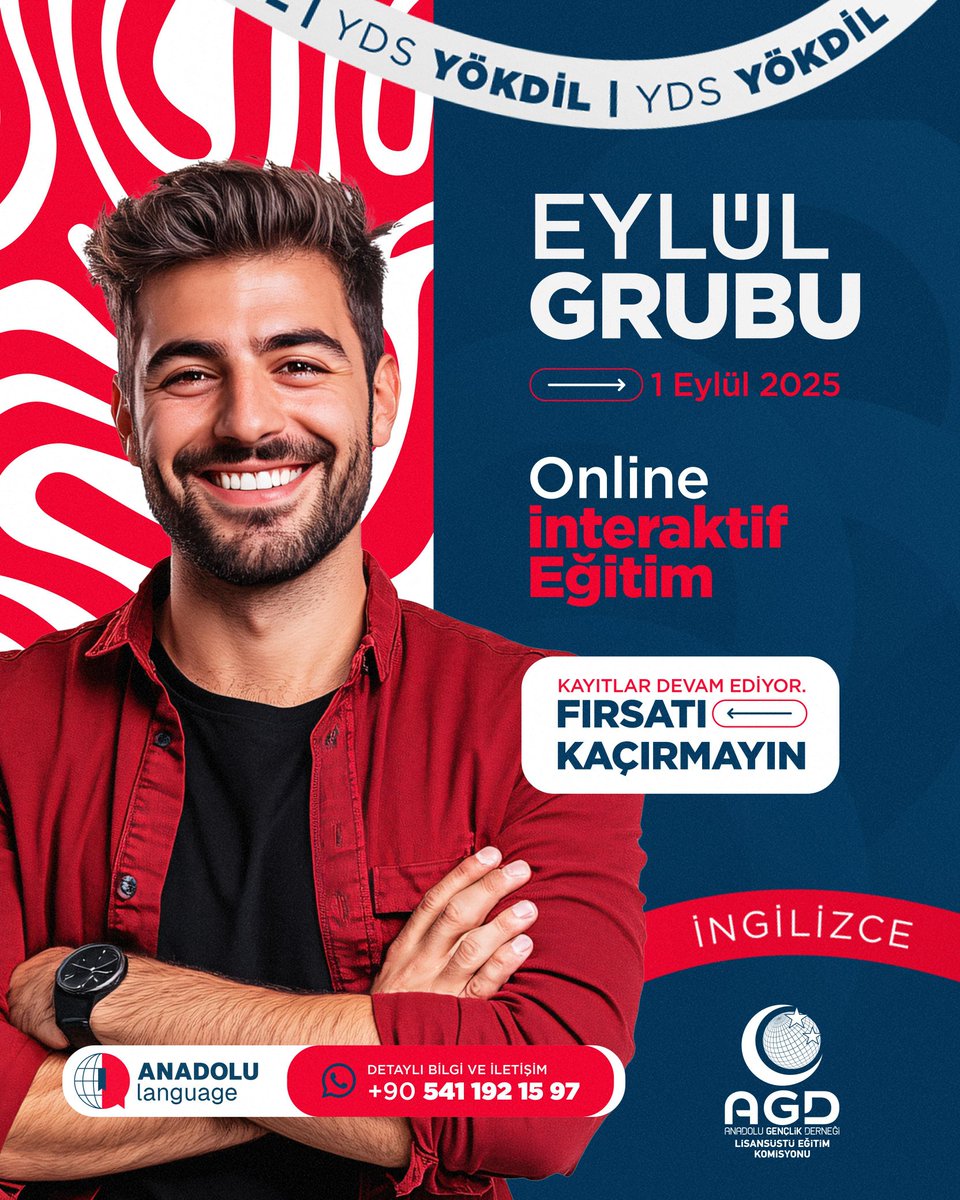 📍2025 Online YDS &amp; YÖKDİL Eylül Grubu Kayıtları Devam Ediyor.

Anadolu Language ve AGD Lisansüstü Eğitim Komisyonu işbirliği ile canlı ve interaktif eğitim, özel eğitim danışmanlığı 

📞Detaylı Bilgi ve İletişim İçin; 0541 192 15 97
