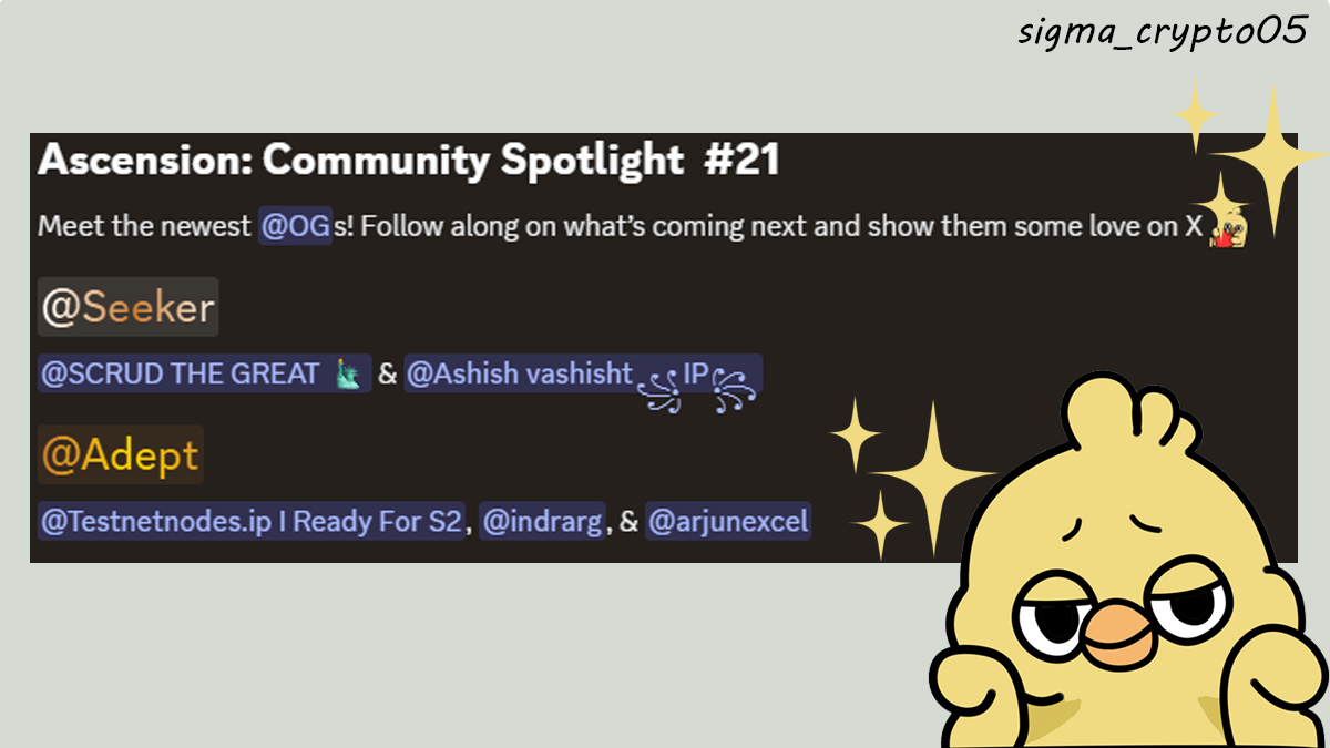 Brodyaga꧁IP꧂ (@sigma_crypto05) on Twitter photo What a dope week! Big congrats to all the new OGs and those leveled up to Adept. <a href="/StoryProtocol/">Story</a>
✨ 𝗢𝗻𝘄𝗮𝗿𝗱 𝗮𝗻𝗱 𝘂𝗽𝘄𝗮𝗿𝗱 𝘁𝗼 𝗖𝗵𝗮𝗽𝘁𝗲𝗿 𝟮:
<a href="/testnetnodes/">Testnetnodes (❖,❖)</a> <a href="/indrarg77/">indrarg.ip 🆂</a> <a href="/Arjun7867867/">arjun.ip</a> <a href="/samzzysmart05/">SCRUD THE GREAT</a> <a href="/AshishS04618556/">Ashish Sharma ꧁IP꧂ ✦</a> What a dope week! Big congrats to all the new OGs and those leveled up to Adept. <a href="/StoryProtocol/">Story</a>
✨ 𝗢𝗻𝘄𝗮𝗿𝗱 𝗮𝗻𝗱 𝘂𝗽𝘄𝗮𝗿𝗱 𝘁𝗼 𝗖𝗵𝗮𝗽𝘁𝗲𝗿 𝟮:
<a href="/testnetnodes/">Testnetnodes (❖,❖)</a> <a href="/indrarg77/">indrarg.ip 🆂</a> <a href="/Arjun7867867/">arjun.ip</a> <a href="/samzzysmart05/">SCRUD THE GREAT</a> <a href="/AshishS04618556/">Ashish Sharma ꧁IP꧂ ✦</a>