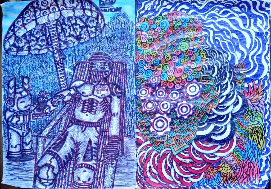 TSyndrome028584's tweet photo. Title:Chaos in Bloom.

 "From stillness to chaos, from monochrome to bloom—this is my summer.
 What was your summer like?.

 #HUIONContest2025" #ArtisticVision  #CreativeProcess  #CONCEPTUALART  #HUIONContest2025  #SummerArt  #InkAndColor  #ArtisticVision #Turbosyndrome0 https://t.co/4fkTlGjuAg