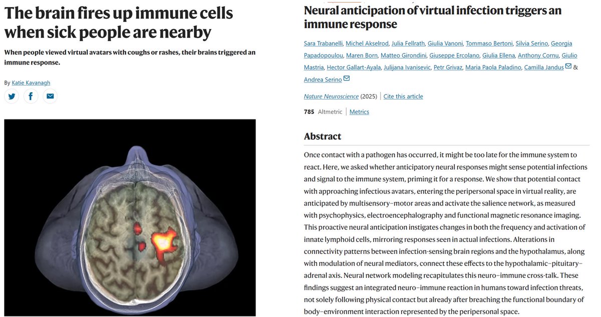 Benioff's tweet image. The brain fires up immune cells when sick people are nearby. Another feature not in ChatGPT 5. 🧠>🤖