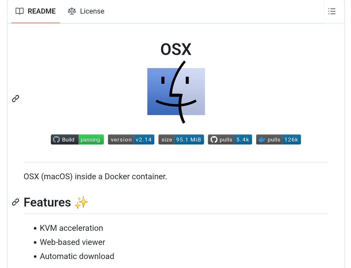 GithubProjects's tweet image. Run macOS in a Docker Container with dockur/macos.