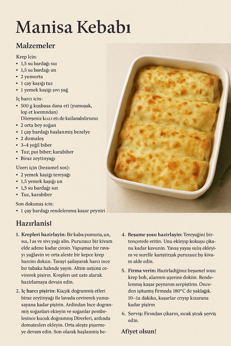 Manisa kebabı yani krepli kebap çok  lezzetli ve şık bir yemek..Denemenizi tavsiye ederim. tarifyolla.com/2024/09/manisa… #yemek #kebap #yemekkitabı #tarif #manisakebabı #evişleri
