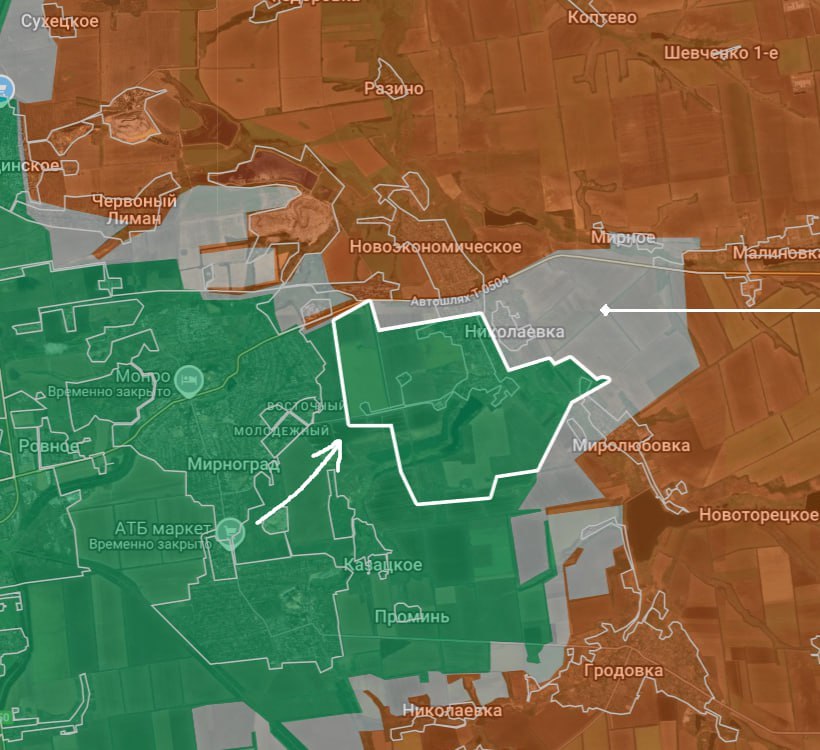 The AFU counterattacked east of Myrnohrad (Myrne is in the grey zone)