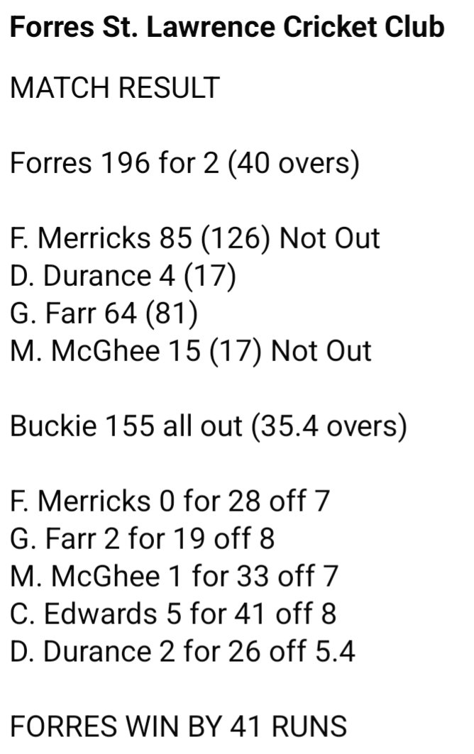 Forres St. Lawrence Cricket Club tweet media