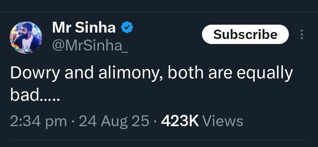 Alimony dene ki aukat hai bhi inki? 
Dowry lelo bas.